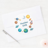 Space Circle Clipart Set With Planets, Moon, Sun,  Ronde Sticker (Envelop)