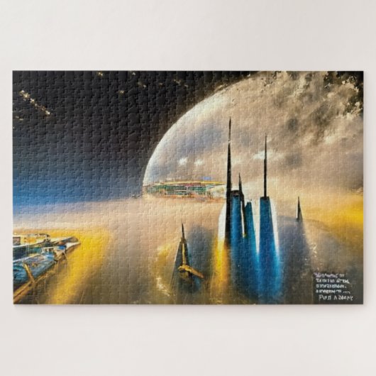 Space City Jigzaag Puzzle Legpuzzel (Horizontaal)