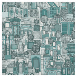 space city sun blauwgroen stof