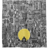 space city sun bw douchegordijn (Voorkant)