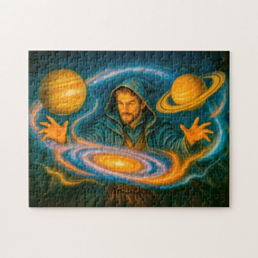 Space-controlling mage in cosmic oil painting legpuzzel (Horizontaal)