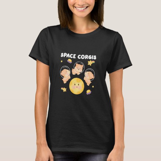 Space Corgis Pembroke Welsh Corgi T-shirt (Voorkant)
