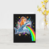 Space Cowboy Cat Riding Shark Rainbow Xel Art  Kaart (Gele Bloem)