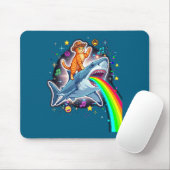 Space Cowboy Cat Riding Shark Rainbow Xel Art  Muismat (Met muis)