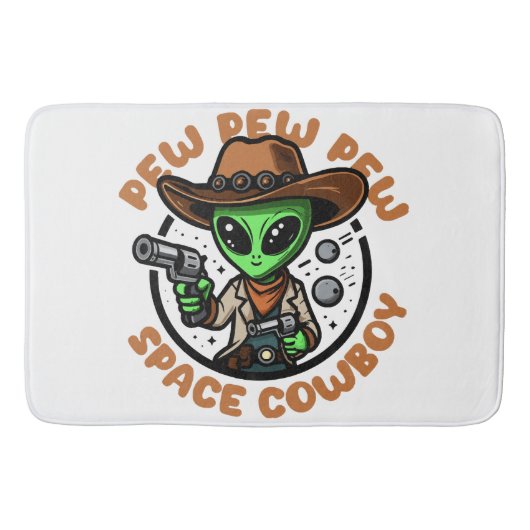 Space Cowboy Funny Alien Badmat (Voorkant)