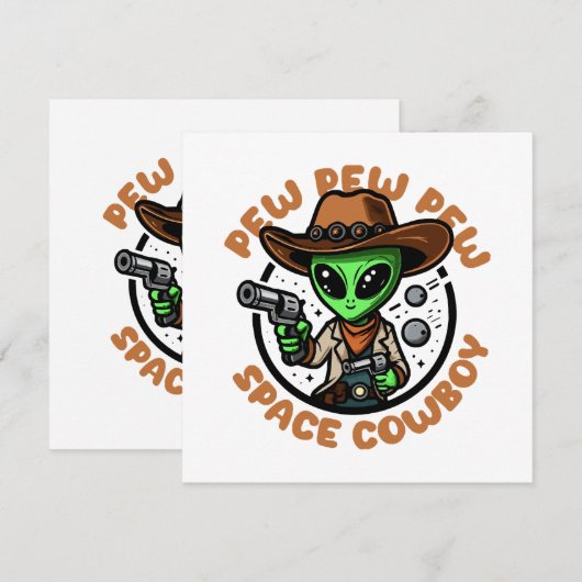 Space Cowboy Funny Alien Kaart (Voorkant / Achterkant)