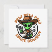 Space Cowboy Funny Alien Kaart (Achterkant)