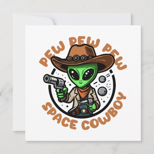 Space Cowboy Funny Alien Kaart (Voorkant)