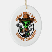 Space Cowboy Funny Alien Keramisch Ornament (Rechts)
