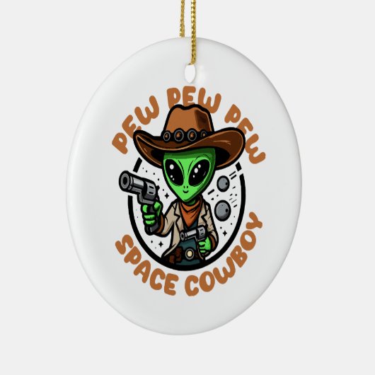 Space Cowboy Funny Alien Keramisch Ornament (Rechts)