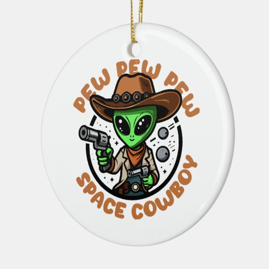 Space Cowboy Funny Alien Keramisch Ornament (Links)