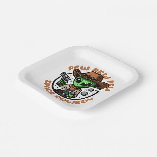 Space Cowboy Funny Alien Papieren Bordje (Gebogen)