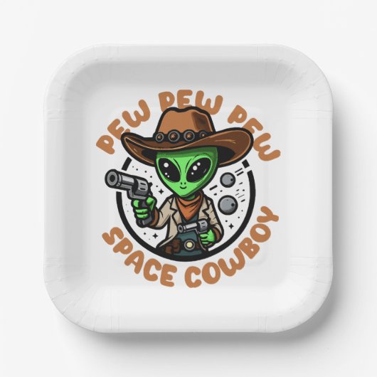 Space Cowboy Funny Alien Papieren Bordje (Voorkant)