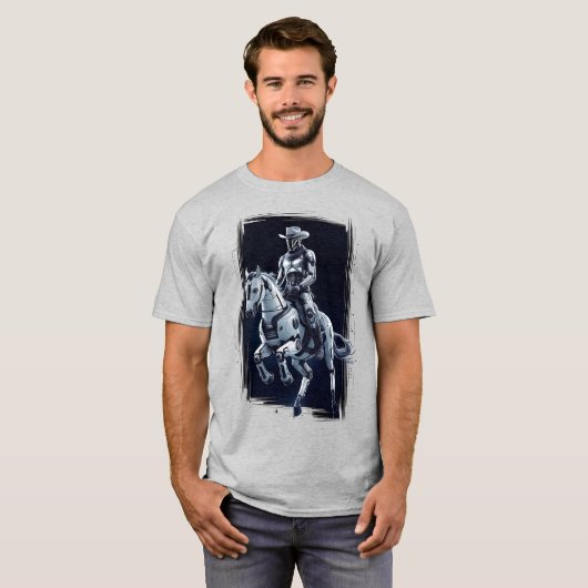 Space Cowboy Sci-Fi Western T-shirt (Voorkant volledig)