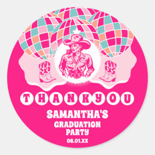 Space Cowgirl afstudeerfeest dank u Ronde Sticker