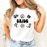 Space Cowgirl Bachelorette Bride Shirt<br><div class="desc">Dit is een disco cowgirl genaamd 'bruid' shirt. Geef ALLE kleuren uit om dit shirt van de ruimtecowgirl bruid te maken passen uw gebeurtenisbehoeften   persoonlijke stijl. Selecteer "personaliseer verder"van de menuopties om deze veranderingen aan te brengen:)</div>