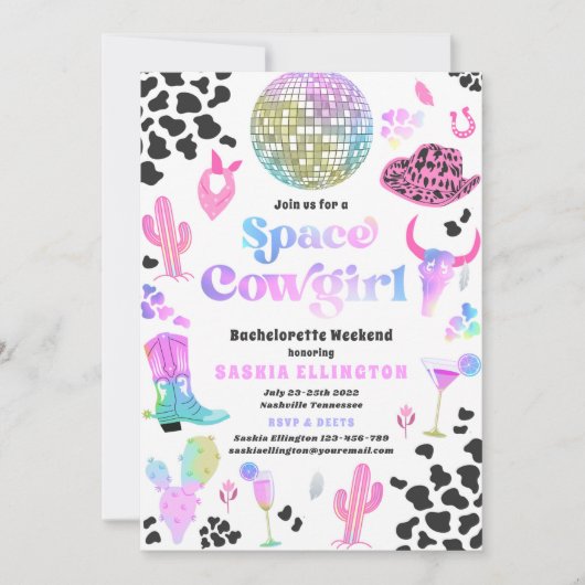 Space Cowgirl Bachelorette Weekend Itinerary Kaart (Voorkant)