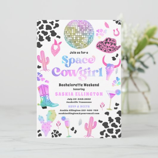 Space Cowgirl Bachelorette Weekend Itinerary Kaart (Staand voorkant)