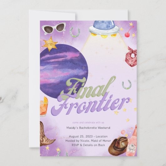 Space Cowgirl Bachelorette Weekend uitnodiging (Voorkant)