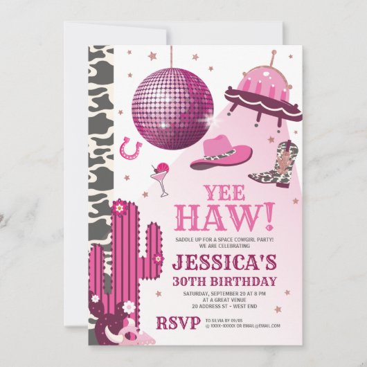 Space Cowgirl Birthday Party Kaart (Voorkant)
