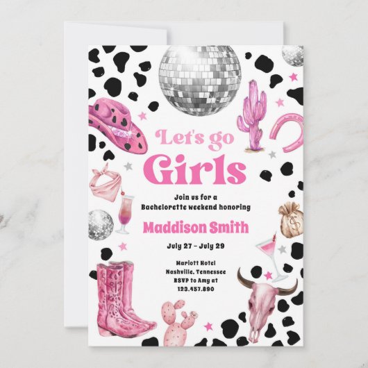 Space Cowgirl Disco Rodeo Bachelorette Weekend Kaart (Voorkant)