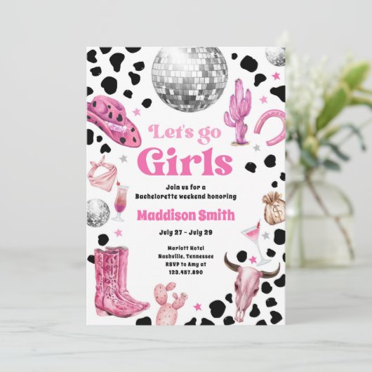 Space Cowgirl Disco Rodeo Bachelorette Weekend Kaart (Staand voorkant)