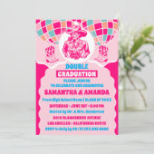 Space Cowgirl dubbele afstudeerfeest uitnodiging (Staand voorkant)