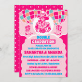 Space Cowgirl dubbele afstudeerfeest uitnodiging (Voorkant / Achterkant)