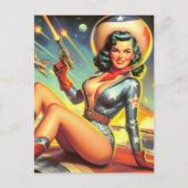  Space Cowgirl Pin Up Briefkaart (Voorkant)