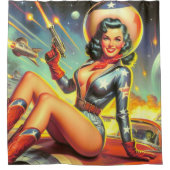  Space Cowgirl Pin Up Douchegordijn (Voorkant)