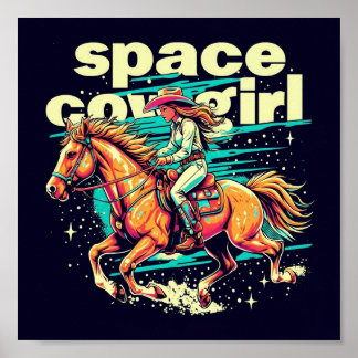 Space Cowgirl Poster - futuristische Westerne kuns