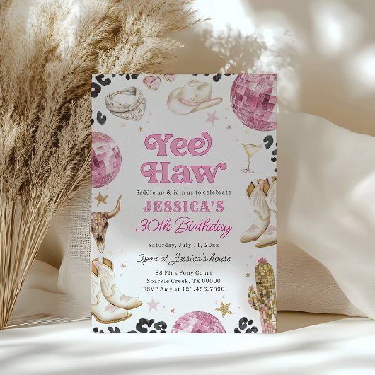 Space Cowgirl Rodeo Pink Disco Birthday Party  Kaart
