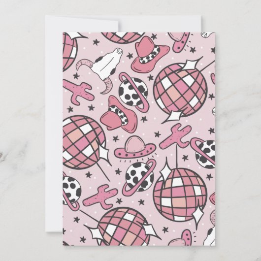 Space Cowgirl Uitnodiging Bachelorette (Achterkant)