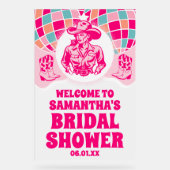 Space Cowgirl Vrijgezellenfeest Welkom Frosted Acryl Bord (Voorkant)