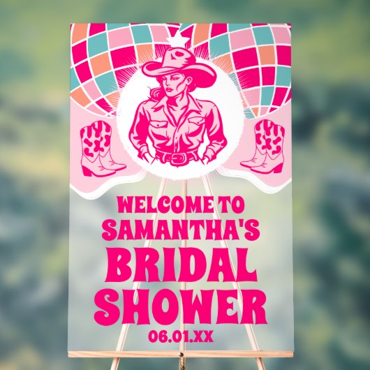 Space Cowgirl Vrijgezellenfeest Welkom Frosted Acryl Bord (Neutraal)