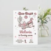 Space Cowgirl Westerne Birthday Party Kaart (Staand voorkant)