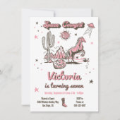 Space Cowgirl Westerne Birthday Party Kaart (Voorkant)