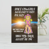 SPACE COWGIRLS BACHELORETTE PARTY INVITATIONS KAART (Staand voorkant)