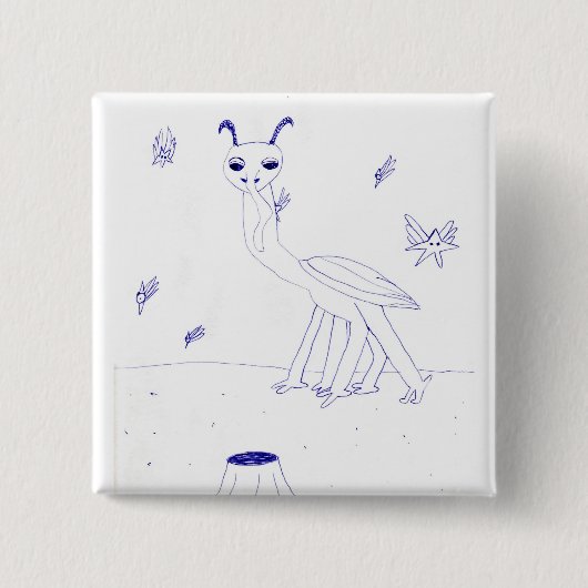 Space Critter pin Vierkante Button 5,1 Cm (Voorkant)