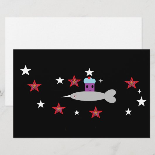 Space Cupcake en Mr Narwhal Briefpapier (Voorkant / Achterkant)