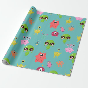 Space Cute Aliens Cadeaupapier