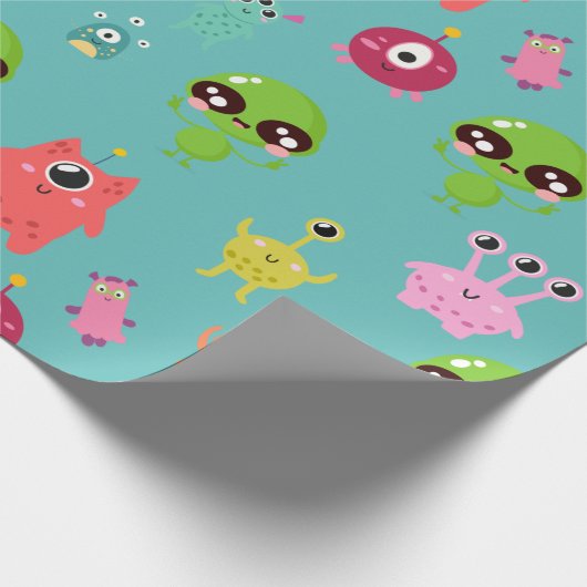 Space Cute Aliens Cadeaupapier (Hoek)