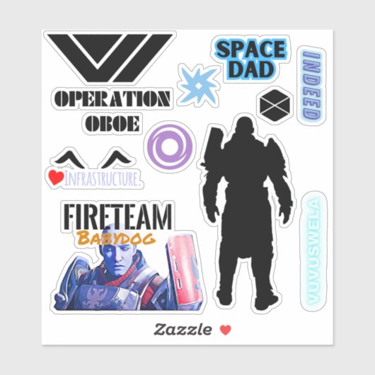 Space Dad Zavala 6" x 6" Custom-Cut Vinyl Stickers (Vel)