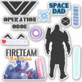 Space Dad Zavala 6" x 6" Custom-Cut Vinyl Stickers (Voorkant)