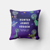 Space Dino Dinosaurs Planet Star Baby Birth Stats Kussen (Achterkant)