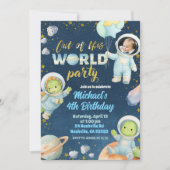 Space Dinosaur Birthday Invitation with photo Kaart (Voorkant)