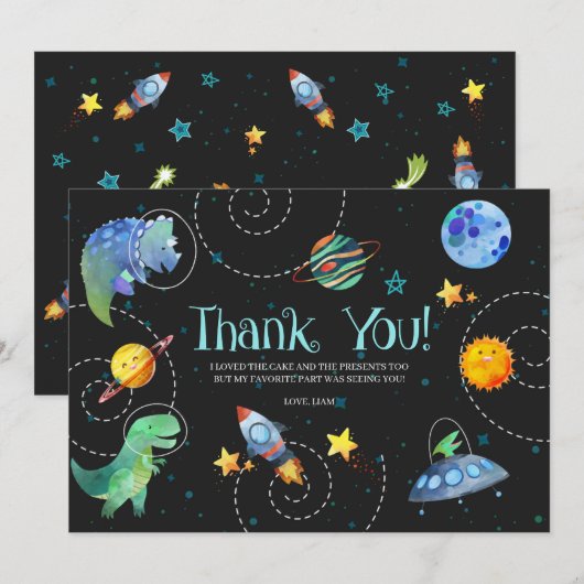 Space Dinosaur Galaxy - Hartelijk dank Bedankkaart (Voorkant / Achterkant)