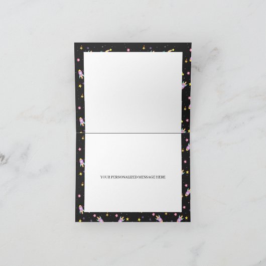 Space Dinosaur Galaxy Thank You Card (Binnen)