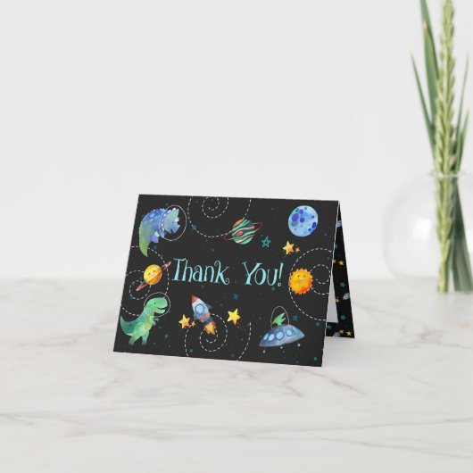 Space Dinosaur Galaxy Thank You Card (Voorkant)