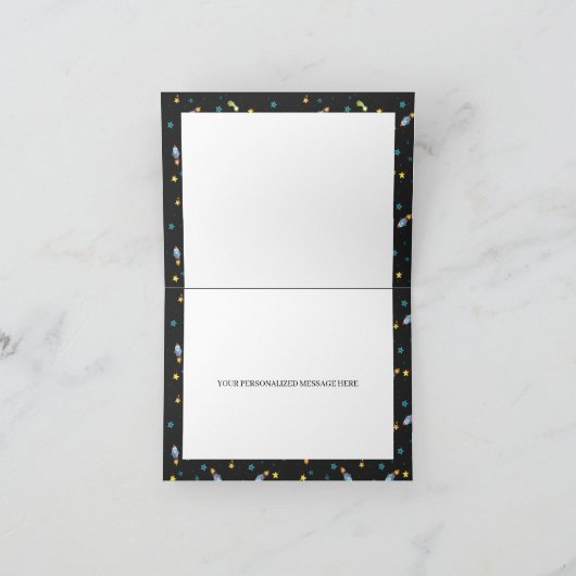 Space Dinosaur Galaxy Thank You Card (Binnen)